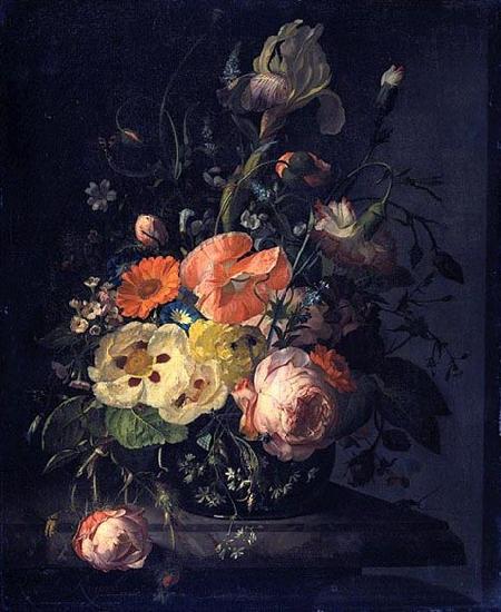 Rachel Ruysch Still life with flowers on a marble table top